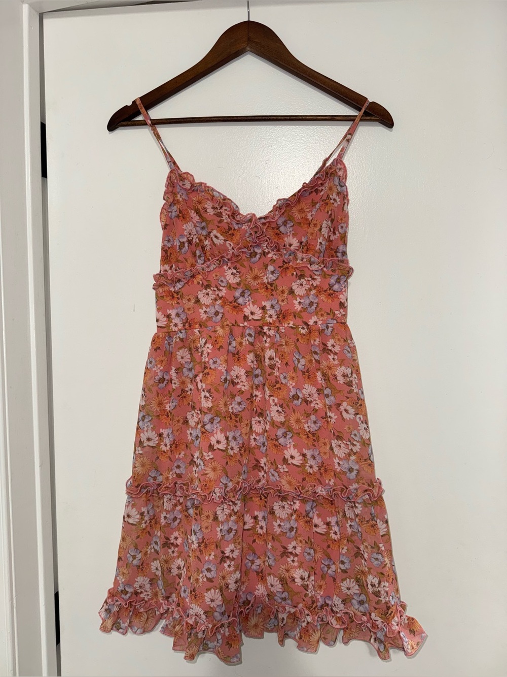 Forever 21 Pink Coral Floral Ruffle Sundress